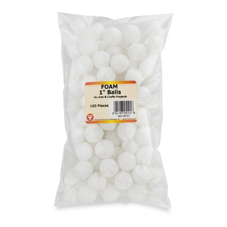 Craft Foam Balls, 1 Inch, White, 100PK
